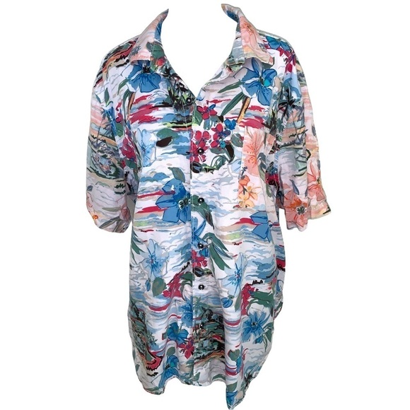 Tommy Bahama Size XL Sunblocked Cove Camp Shirt Multi Colored Button Down - Picture 2 of 7